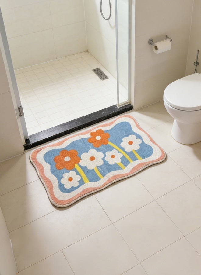 WangPangZi Cute Bath Mat, Extra Soft Bathroom Rugs, High Absorbent Flower Area Rug, Non Slip Machine Washable Bathroom Mat, Great for Indoor Bathtub Bedroom Floor - Image 3